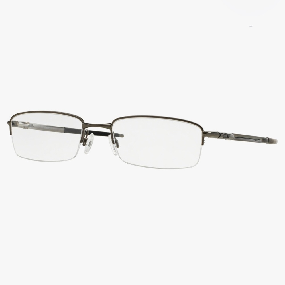 Oakley Semi-Rimless Rectangular Eyeglasses - Pewter Metal Frame